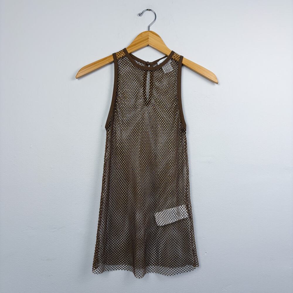 MARELLA Mesh Rhinestone Embellished Tank Top Small